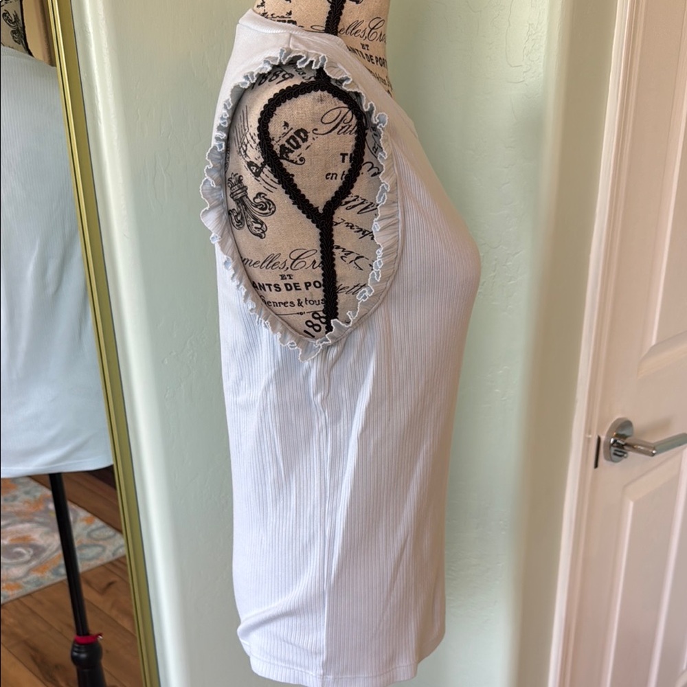 J. Crew Light Blue Ruffled Sleeveless Tank Top - Picture 4 of 7